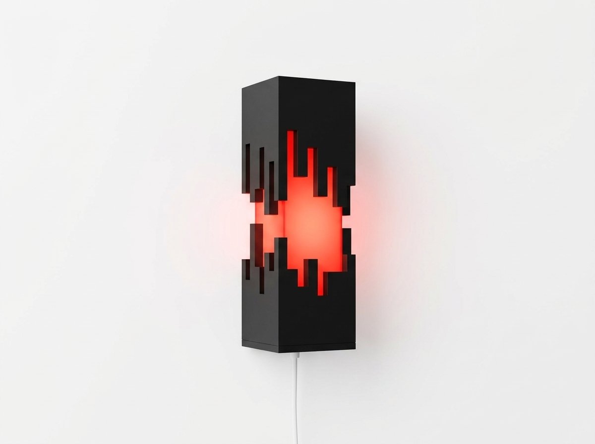 Lampada Futuristica a Torre in Stile Retrò-Pixel con Illuminazione Rossa stampato in 3D